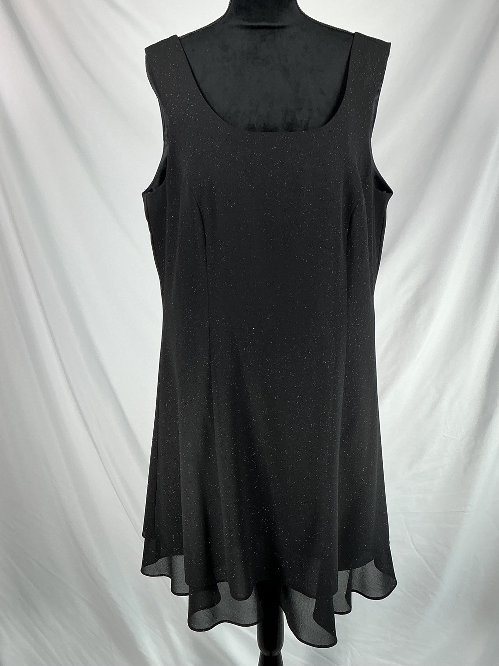 Onyx Nite Vintage 90s Black Sparkle A Line Sleeveless Cocktail Dress Plus 18